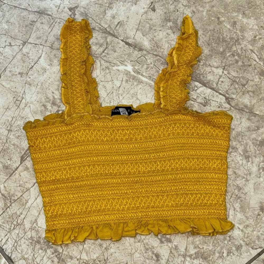 Yellow Ruffled Women's Top - Picture 1 of 2